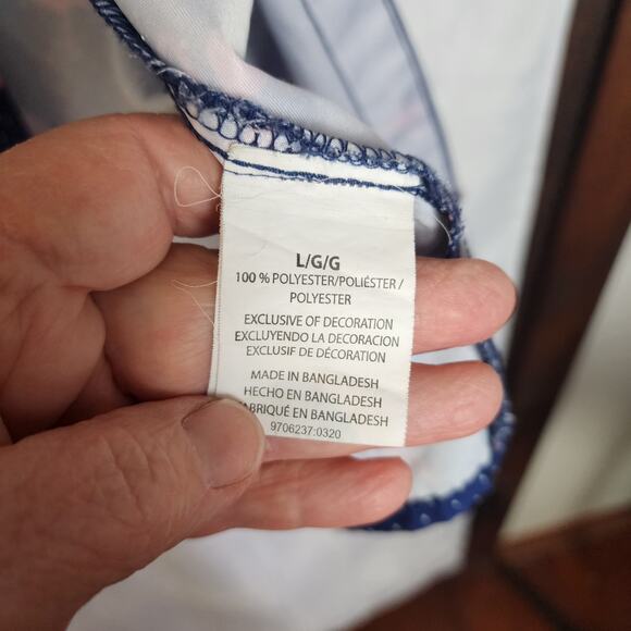 Surf Society Mens Short Sleeve Button Shirt Sz.L/Flamingo Print/Blue/Swim Wear - Picture 4 of 7